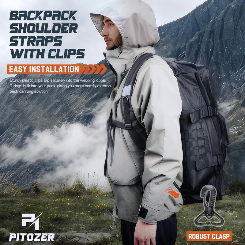 Pitozer Store Backpack Straps, Backpack Shoulder Strap for bags strap Replacement Padded Strap Adjustable with Metal/Plastic Clips - Image 4
